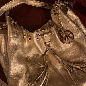 Michael Kors gold leather handbag
